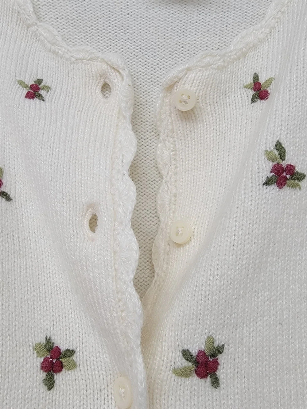VTG Gymboree Kids Ivory Rabbit Hair Rose Floral Knit Cardigan Sweater Girls 2T